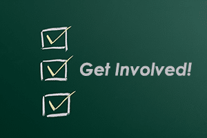 Chalkboard Checklist with words "Get Involved" | Get Involved